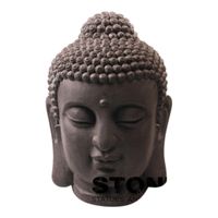 Boeddha hoofd M 42 cm zwart Fiberclay - stonE'lite