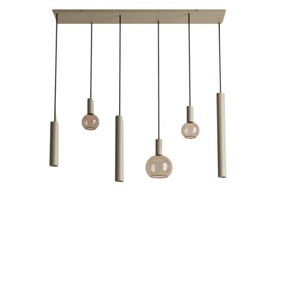 Hanglamp Riva recht 6 lichts quartz
