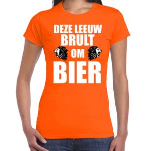 Deze leeuw brult om bier t-shirt oranje voor dames - Koningsdag / EK/WK shirts 2XL  -