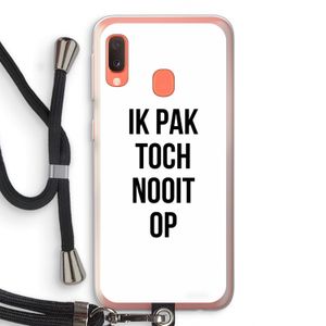 Ik pak nooit op: Samsung Galaxy A20e Transparant Hoesje met koord