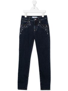 Philipp Plein Junior jean slim à taille mi-haute - Bleu