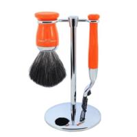Edwin Jagger Shaving Sets Gillette Mach 3 3pc Orange & Chrome Plated Set Ref.S21M720CR