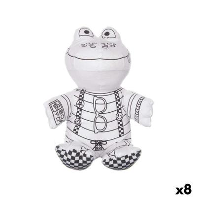 Knuffel om in te kleuren Pincello Wit Zwart Stof 16 x 18 x 13 cm Kikker (8 Stuks)