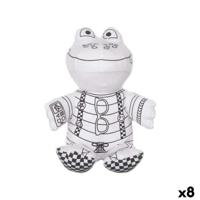 Knuffel om in te kleuren Pincello Wit Zwart Stof 16 x 18 x 13 cm Kikker (8 Stuks)