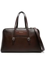 Santoni sac fourre-tout en cuir à logo - Marron