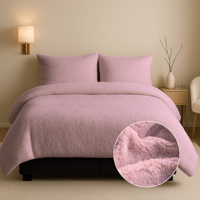 Dekbedovertrek Summer Teddy Roze Effen 200x200 Cm Verwarmend Fresh And Co - Dekbed-Discounter.nl