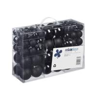 Relaxdays Kerstballen - 100x st - zwart - D3, D4, D6 cm - kunststof Relaxdays Kerstballen - 100x st - zwart - D3, D4, D6 cm - kunststof