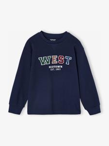 T-shirt met lange mouwen en bouclé-motief voor jongens marineblauw