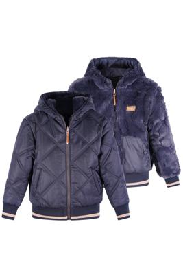 NoNo winter bomberjack meisjes - navy blauw - Bomby - omkeerbaar, capuchon
