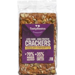 Tastybasics Less carb-high protein crackers zonnebl/pompoenpit