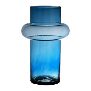 Bloemenvaas Luna - transparant blauw - eco glas - D19 x H30 cm - cilinder vaas