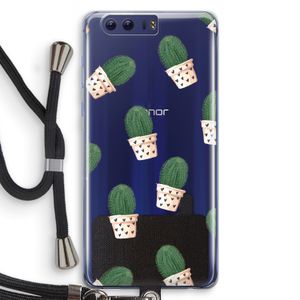 Cactusprint roze: Honor 9 Transparant Hoesje met koord