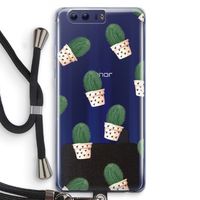 Cactusprint roze: Honor 9 Transparant Hoesje met koord