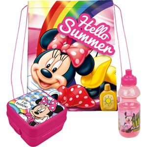 Disney Minnie Mouse lunchbox set voor kinderen - 3-delig - roze - incl. gymtas/schooltas