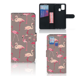 Samsung Galaxy M31 Telefoonhoesje met Pasjes Flamingo
