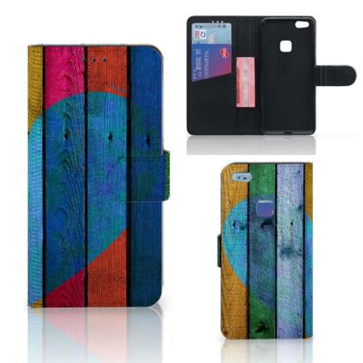 Huawei P10 Lite | Book Style Case | Wood Heart - Cadeau voor je Vriend