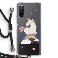 Regenboog eenhoorn: Sony Sony Xperia 10 III Transparant Hoesje met koord