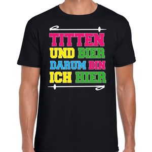 Apres ski t-shirt voor heren - titten und bier - zwart - apres ski/winter outfit