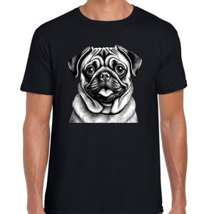 Cadeau/verkleed T-shirt heren - zwart - Mopshond - honden liefhebber