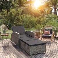 Ligbed met donkergrijs kussen poly rattan grijs