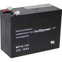 multipower PB-12-10-6,35 Loodaccu 12 V 10 Ah Loodvlies (AGM) (b x h x d) 151 x 118.5 x 65 mm Kabelschoen 6.35 mm Cyclusbestendig, Onderhoudsvrij, Geringe - thumbnail