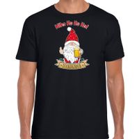 Fout kersttrui t-shirt voor heren - Bier kabouter/gnoom - zwart - Doordrinken
