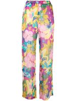 MSGM pantalon droit à imprimé tropical - Rose - thumbnail