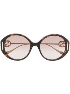 Gucci Eyewear lunettes de soleil à monture ovale - Marron