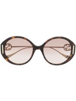 Gucci Eyewear lunettes de soleil à monture ovale - Marron