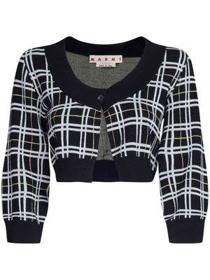 Marni cardigan crop à carreaux - Noir