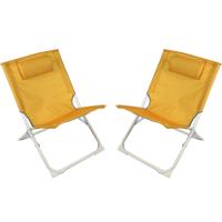 Sunnydays camping/strand stoel - 2x - aluminium - inklapbaar - geel - 49 x 62 x 61 cm