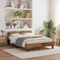 Bedframe met hoofdeinde Oud hout 140 x 190 cm Bewerkt hout