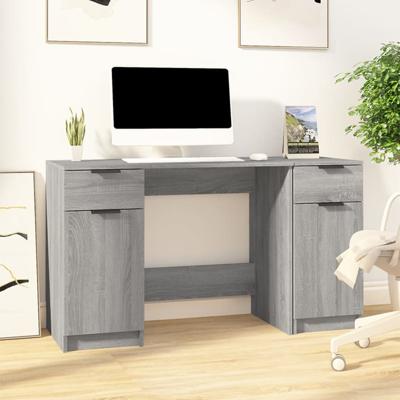 Bureau met bijzetkast bewerkt hout grijs sonoma eikenkleurig
