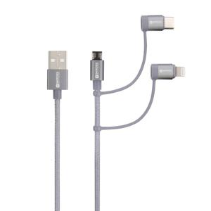 Skross USB-kabel USB 2.0 USB-A stekker 1.20 m Space grijs Rond, Flexibel, Stoffen mantel SKCA00143-1120CN