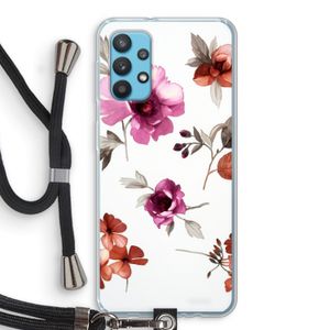 Geschilderde bloemen: Samsung Galaxy A32 4G Transparant Hoesje met koord