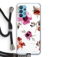 Geschilderde bloemen: Samsung Galaxy A32 4G Transparant Hoesje met koord