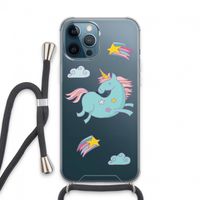 Vliegende eenhoorn: iPhone 13 Pro Max Transparant Hoesje met koord