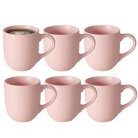 Koffiemokken Paris - 6x stuks - Keramiek - pastel roze - 300 ml - 8 x 10 cm Koffiemokken Paris - 6x stuks - Keramiek - pastel roze - 300 ml - 8 x 10 cm