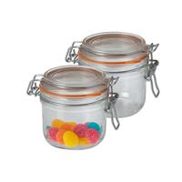 Voorraad/weckpot - 2x - transparant - glas - 8,5 x 7 cm - 200 ml - Le Parfait