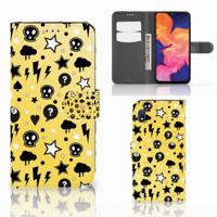 Telefoonhoesje met Naam Samsung Galaxy A10 Punk Geel | Portemonnee hoesje
