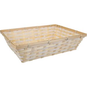 Broodmand rechthoek - bamboe hout - 39 x 29 x 10 cm - mandje rotan/riet   -