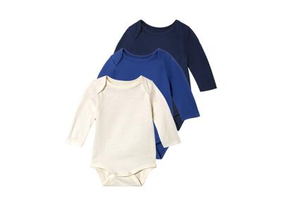lupilu 3 Baby rompers (Wit/Blauw/Marineblauw, 50/56)