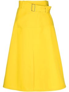 Jil Sander jupe mi-longue ceinturée en laine - Jaune