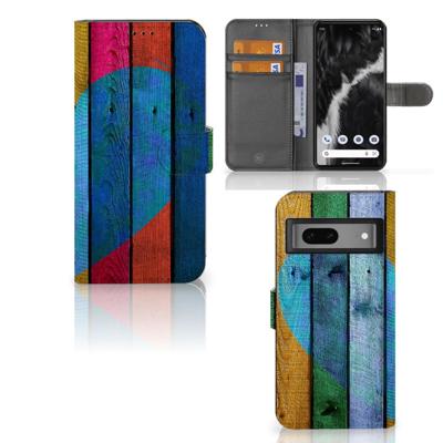 Google Pixel 7 | Book Style Case | Wood Heart - Cadeau voor je Vriend