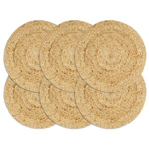 VidaXL Placemats 6 st rond 38 cm jute natuurlijk