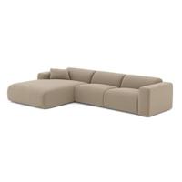 Bank groot links hoekstof bouclette taupe 280cm