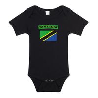 Tanzania romper met vlag zwart voor babys - thumbnail