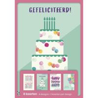 hallmark wenskaarten, gefeliciteerd, blister van 8 stuks