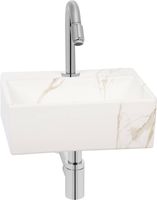 Saqu Basin fonteinset met chromen kraan marmerlook Saqu Basin fonteinset met chromen kraan marmerlook