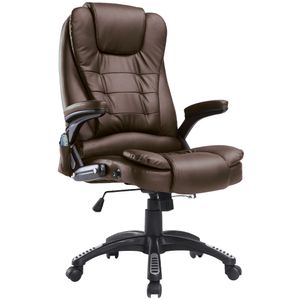 HOMCOM bureaustoel kantoorstoel directiestoel gaming stoel massagestoel 6-punts vibrerende massage met warmtefunctie draaibaar (bruin)